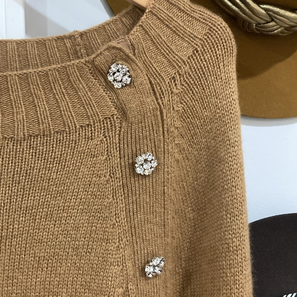 J. Crew Crewneck Sweater with Jeweled Buttons - Picture 2 of 8